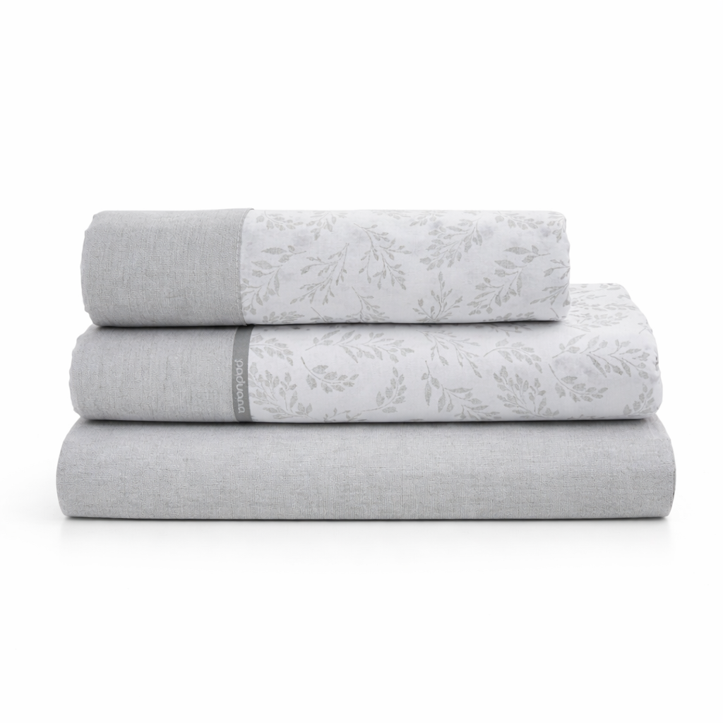 Juego de Sábanas Jacinta 100% Algodón Natural – Gris – Paduana