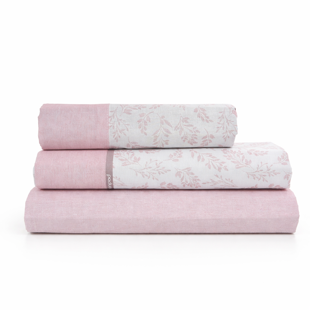 Juego de Sábanas Jacinta 100% Algodón Natural – Rosa – Paduana