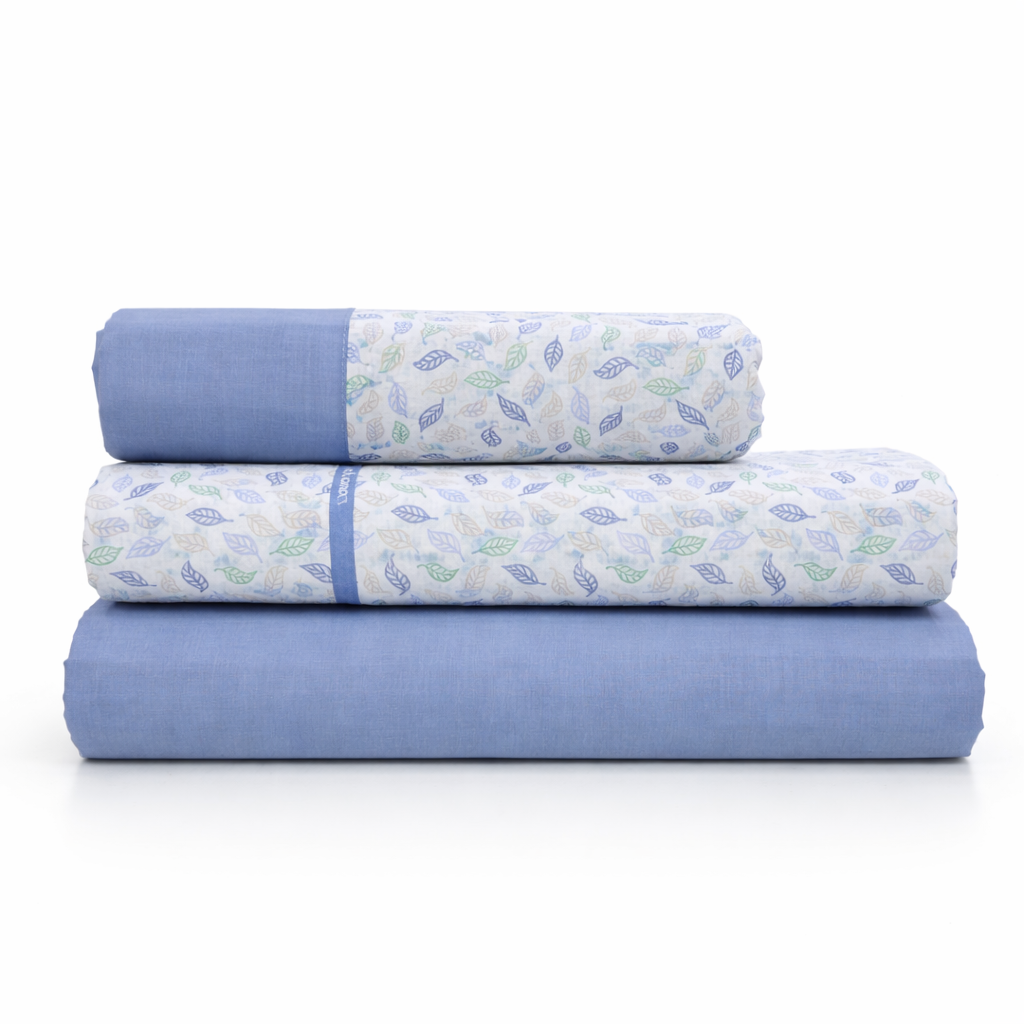 Juego de Sábanas Cayetana 100% Algodón Natural – Azul – Paduana
