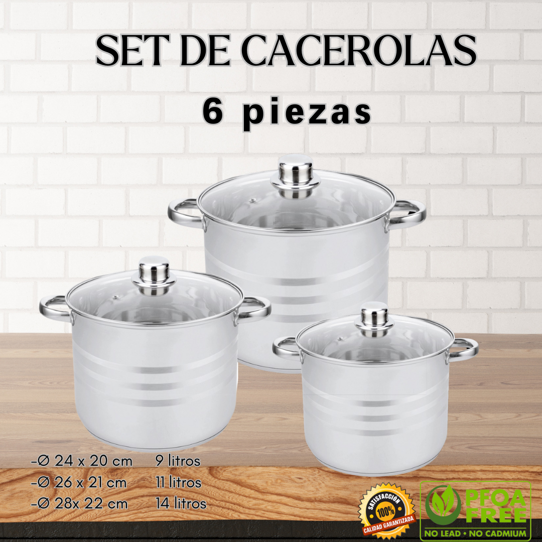 Set de Cacerolas de acero inoxidable