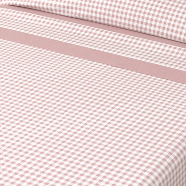 Juego de Sábanas Vichy Rosa de 3 Piezas Suaves, Frescas y Bajera Ajustable 100% Microfibra