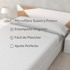 Juego de Sábanas Amanecer Gris de 3 Piezas Suaves, Frescas y Bajera Ajustable 100% Microfibra