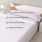 Juego de Sábanas Ana Malva de 3 Piezas Suaves, Frescas y Bajera Ajustable 100% Microfibra