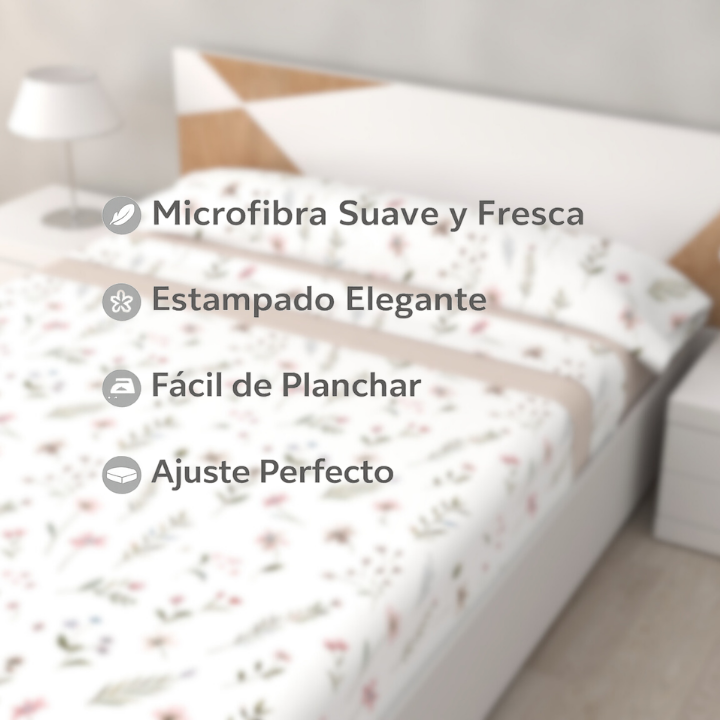 Juego de Sábanas Brisa Beige de 3 Piezas Suaves, Frescas y Bajera Ajustable 100% Microfibra