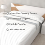 Juego de Sábanas Jamila Gris de 3 Piezas Suaves, Frescas y Bajera Ajustable 100% Microfibra